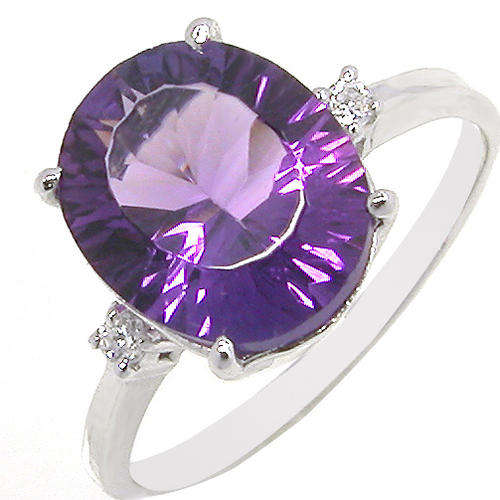 IINTERNATIONAL SHIPPING 5.60 CT GENUINE AMETHYST & WHITE TOPAZ RING CRAFTED IN .925 STERLING SILVER