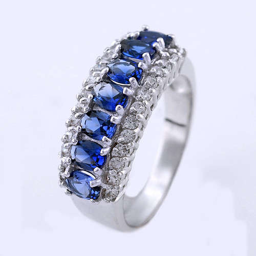 1.35CT GENUINE BLUE SAPPHIRE RING CRAFTED IN .925 STERLING SILVER