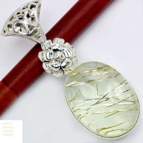 GENUINE RARE AURA GOLDEN QUARTZ PENDANT CRAFTED IN HALLMARKED 925 STERLING SILVER