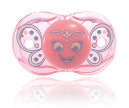 "THE ONLY PACIFIER THAT CLOSES WHEN DROPPED, NIPPLE STAYS CLEAN -RAZ BABY - BETTY BUTTERFLY