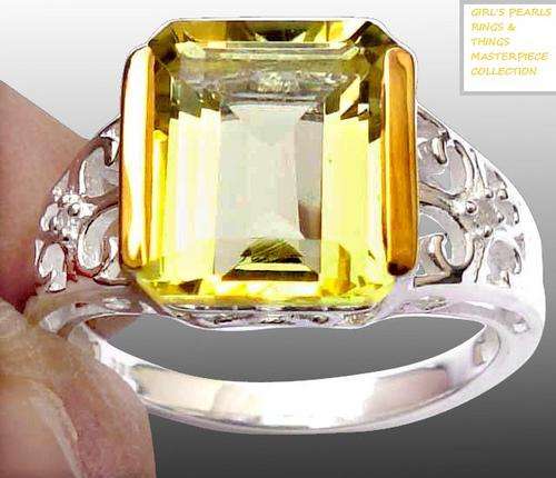 6.56 GENUINE WHITE DIAMOND & LEMON TOPAZ RING CRAFTED IN 925 STERLING SILVER