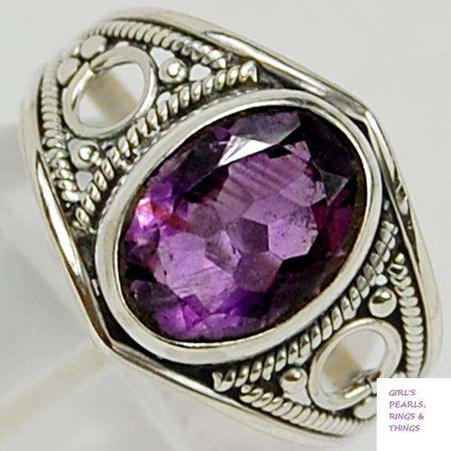 GENUINE VIOLET QUEEN AMETHYST GEM RING IN HALLMARKED 925 STERLING SILVER