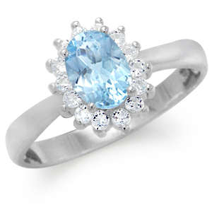 "WELCOME WINTER SALE" GENUINE BLUE TOPAZ & WHITE TOPAZ CLUSTER RING CRAFTED IN 925 STERLING SILVER