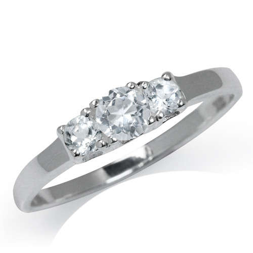 NATURAL WHITE TOPAZ ENGAGEMENT/DRESS RING CRAFTED IN 925 STERLING SILVER