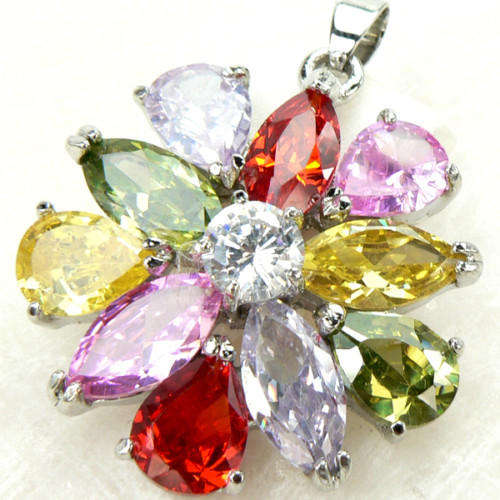 COLOURFUL MULTI-QUARTZ PENDANT CRAFTED IN HALLMARKED 925 STERLING SILVER