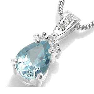 GENUINE NATURAL BLUE & WHITE TOPAZ PENDANT CRAFTED IN .925 STERLING SILVER - USA IMPORT