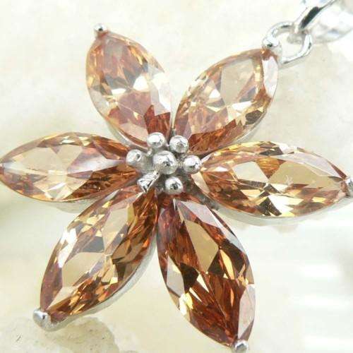 GENUINE MORGANITE QUARTZ XMAS FLOWER PENDANT CRAFTED IN HALLMARKED 925 STERLING SILVER