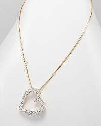 "GORGEOUS VALENTINE'S GIFT!" GENUINE WHITE DIAMONDS HEART PENDANT CRAFTED IN 14K GOLD VERMEIL