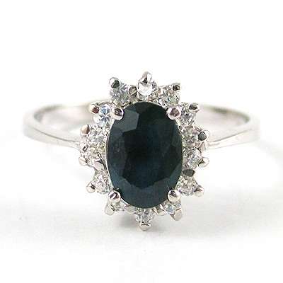 "MAKE A SET!"GENUINE NATURAL BLACK SAPPHIRE CLUSTER RING CRAFTED IN 925 STERLING SILVER 8 - Q 3/4