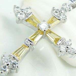 "EASTER SALE!" CITRINE AND WHITE CZ PENDANT CRAFTED IN .925 STERLING SILVER
