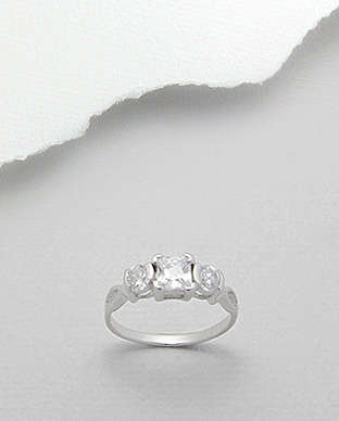 3 BEAUTIFUL WHITE CZ'S SET IN AN ENGAGEMENT RING CRAFTED IN .925 STERLING SILVER