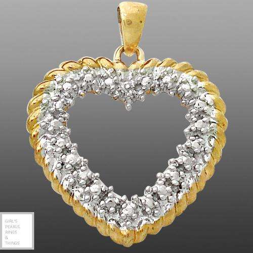 "GIVE-AWAY PRICE!" GENUINE DIAMOND HEART PENDANT SET IN 18K GOLD VERMEIL