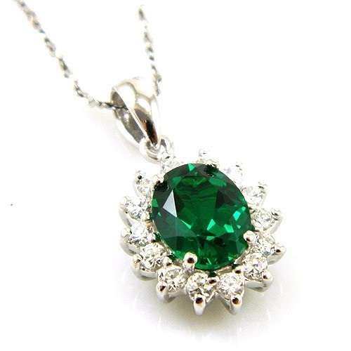 3.5ct EMERALD PENDANT CRAFTED IN SOLID .925 STERLING SILVER