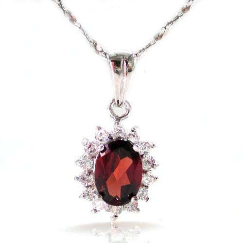 "COMBINE TO MAKE A SET" GENUINE  GARNET  & WHITE TOPAZ PENDANT CRAFTED IN 925 STERLING SILVER