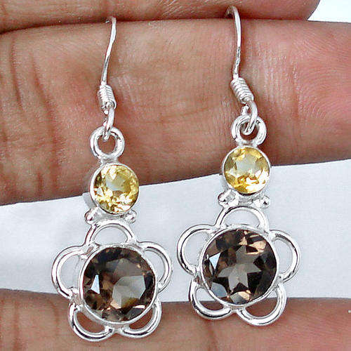 "MAKE A SET" SMOKEY TOPAZ & CITRINE EARRINGS CRAFTED IN 925 STERLING SILVER
