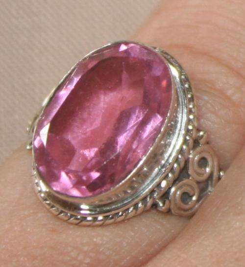 "RE-SIZEABLE 7 (O) - 6.51cts PINK KUNZITE GEMSTONE RING IN 925 STERLING SILVER