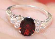 "RE-SIZEABLE #7 (O) & 8 (Q)" GENUINE DIAMOND & GARNET IN .925 STERLING SILVER
