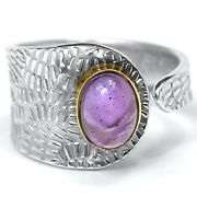 "ADJUSTABLE SZ 8 / (Q)" GENUINE AMETHYST RING IN 925 STERLING SILVER