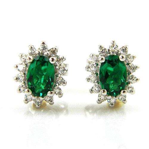 "PRE-CHRISTMAS SALE" CR EMERALD EARRINGS CRAFTED IN 925 STERLING SILVER