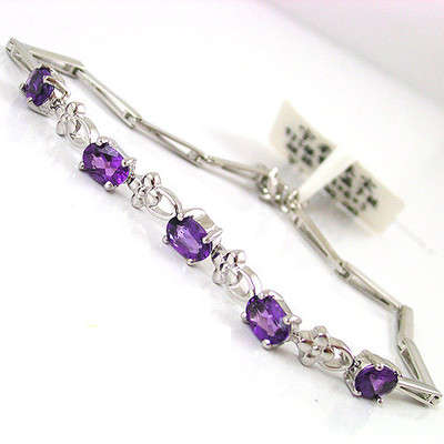 GENUINE AMETHYST BRACELET IN 925 STERLING SILVER