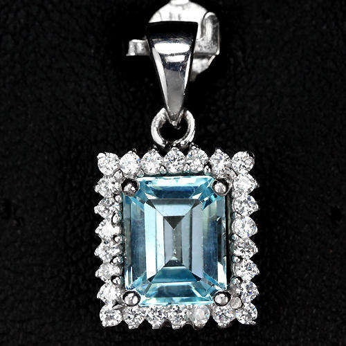 GENUINE BLUE TOPAZ PENDANT IN 925 STERLING SILVER
