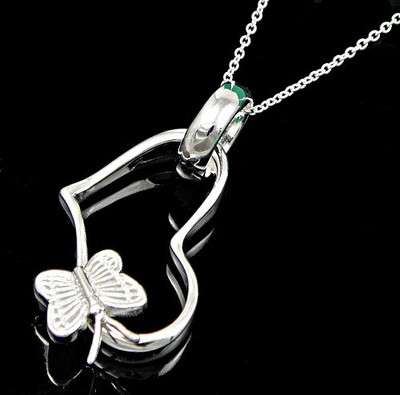 EXQUISITE HEART & BUTTERFLY PENDANT & CHAIN