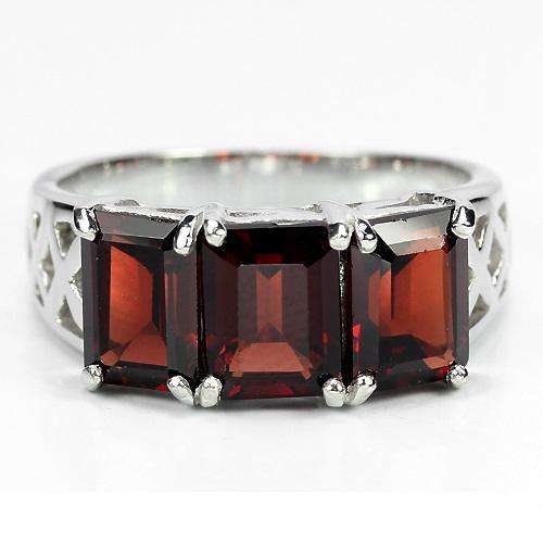 "SEE MATCHING EARRINGS" GENUINE GARNET RING IN .925 STERLING SILVER