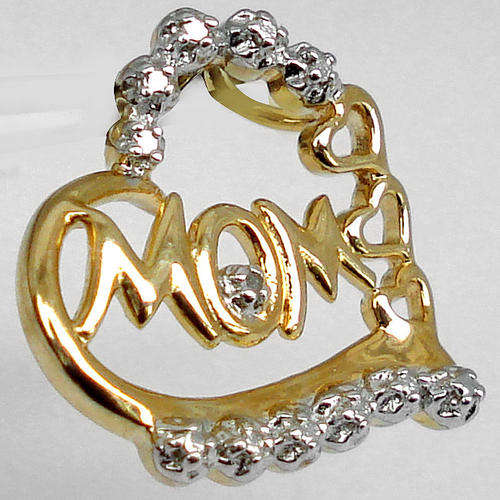 NATURAL DIAMOND MOM PENDANT IN GOLD VERMEIL & 925 STERLING SILVER