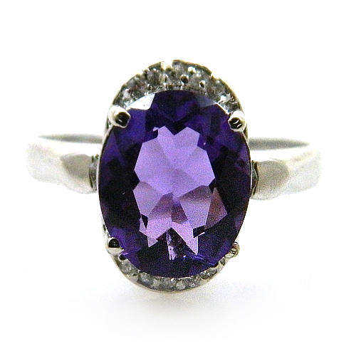 "RE-SIZEABLE" GENUINE AMETHYST RING IN .925 STERLING SILVER