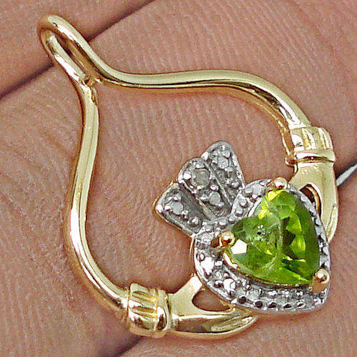 2.05cttw GENUINE DIAMOND & PERIDOT PENDANT CRAFTED IN GOLD VERMEIL
