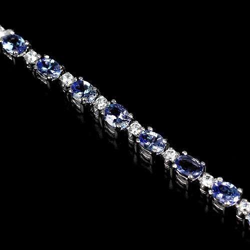 24pcs GENUINE VIOLET BLUE TANZANITE BRACELET IN 925 STERLING SILVER 5X4MM..