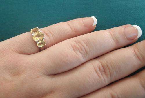 NATURAL CITRINE TOPAZ GEMSTONE RING IN .925 STERLING SILVER