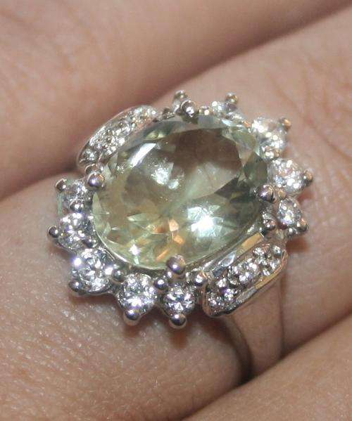 HUGE MANIFICENT 8.72ct GENUINE GREEN AMETHYST RING IN .925 STERLING SILVER