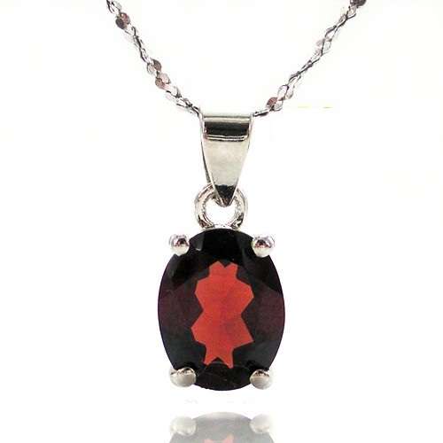 "MID-MONTH MADNESS" GENUINE GARNET OVAL CUT GEMSTONE PENDANT IN 925 STERLING SILVER