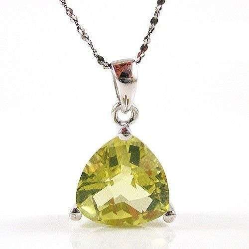 "HUGE 4.7 CT" GENUINE LEMON QUARTZ TRIGON PENDANT IN 925 STERLING SILVER