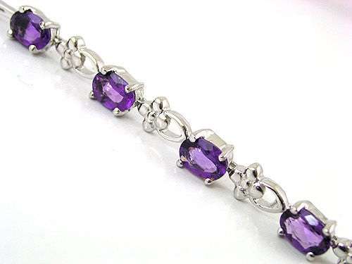 GENUINE AMETHYST BRACELET CRAFTED IN .925 STERLING SILVER