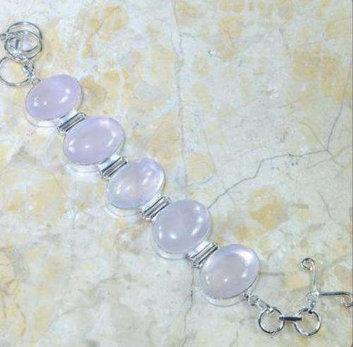 GENUINE PINK ROSE QUARTZ BRACELET IN SILVER