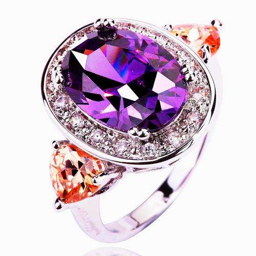 GORGEOUS!!! AMYTHEST, MORGANITE AND WHITE TOPAZ IN SILVER RING