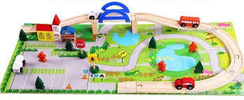 WOODEN RAIL OVERPASS - 40 PIECE BEAUTIFULLY CRAFTED SET -  AGES 3+