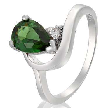 EMERALD CZ RING CRAFTED IN WHITE GOLD PLATING SIZE 8