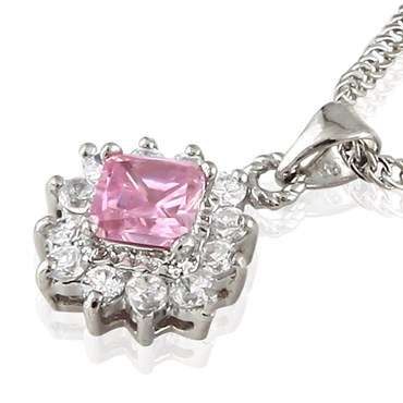 FREE CHAIN INCLUDED - PINK & WHITE CR SAPPHIRE PENDANT
