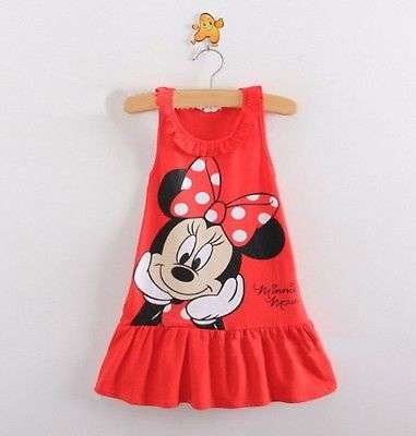 BBRIGHT RED MINNIE MOUSE SUMMER DRESS - AGE  12 - 18 MONTHS