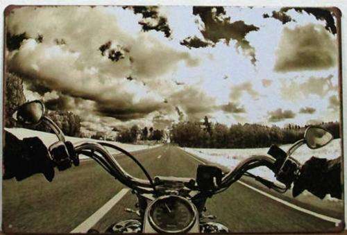 20x30cm View on Motorcycle  Retro Vintage Metal Tin Sign