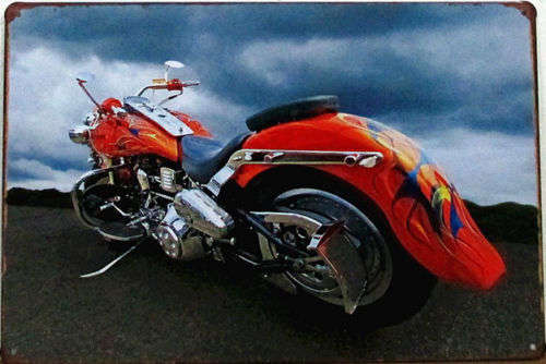 VINTAGE RED MOTORCYCLE TIN SIGN - DECOR -  20X30cm