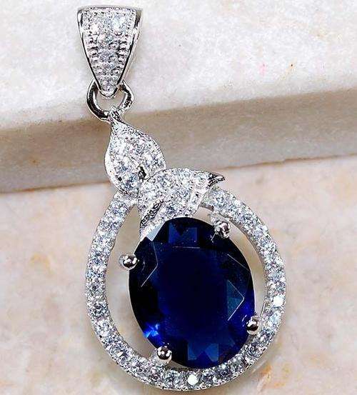 3CT GENUINE SAPPHIRE GEMSTONE PENDANT CRAFTED IN SOLID 925 STERLING SILVER