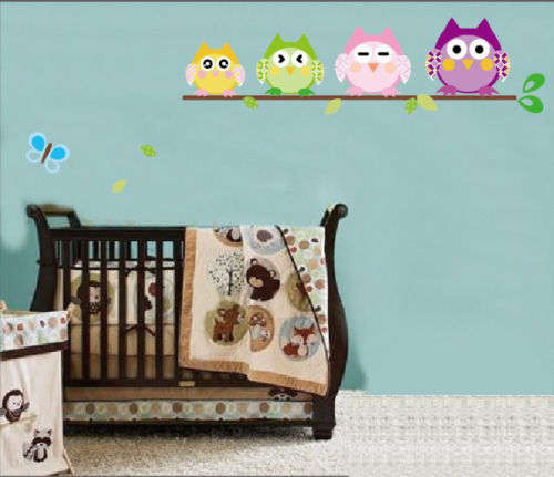 COLOURFUL & CUTE MULTI-EXPRESSIONAL OWL WALL DECAL - LATEST IN NURSERY DECOR