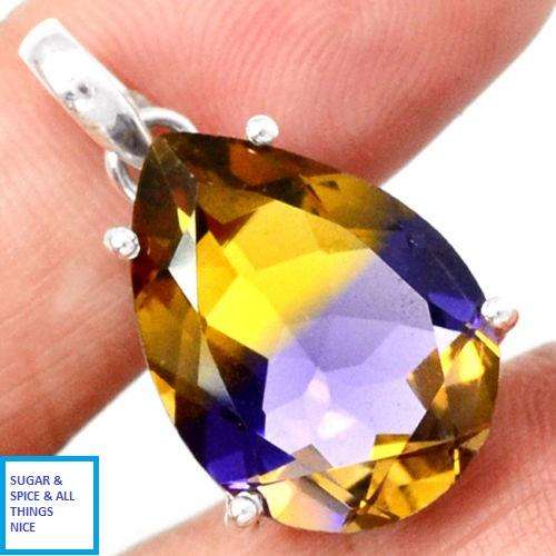 XMAS SALE!!  RARE GENUINE AMETRINE QUARTZ GEMSTONE PENDANT  CRAFTED IN SOLID 925 STERLING SILVER
