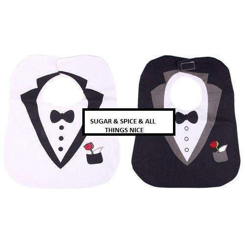 YOUNG GENTLEMENS FORMAL TUXEDO BIB - WHITE - PERFECT FOR FORMAL OCCASSION