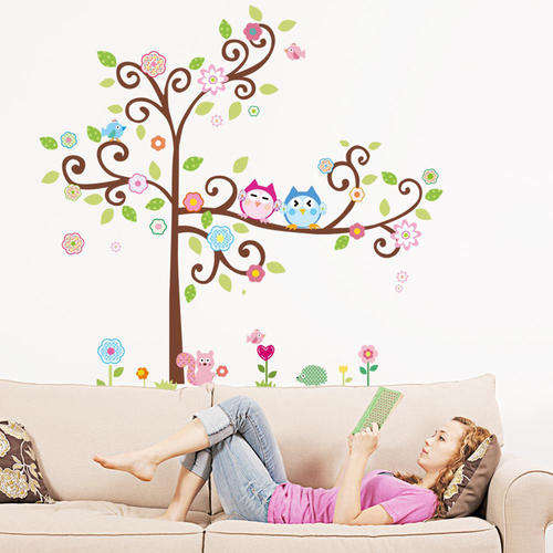 CLEARANCE SALE!!  (150 CM X 145CM) HUGE AND COLOURFUL NURSERY/KIDS ROOM  WALL DECAL -  OWL TREE