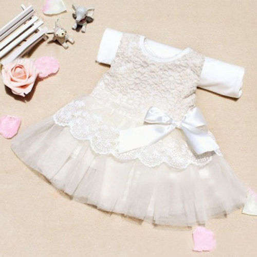 FULLY IMPORTED - PRETTY SLEEVELESS PARTY  TUTU DRESS CREAM WHITE - AGE 0 - 3 MONTHS